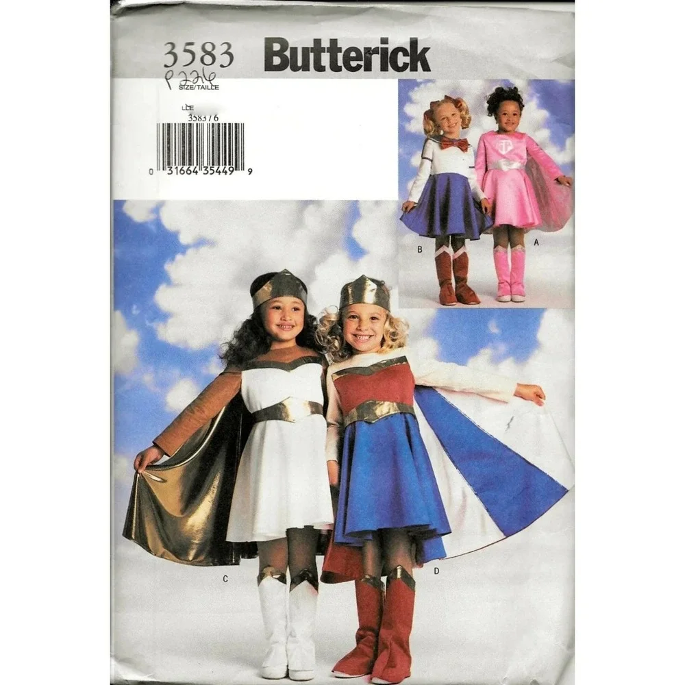 Butterick 3583‎ Girls Superhero Costume Sewing Pattern Size 6-8 Uncut